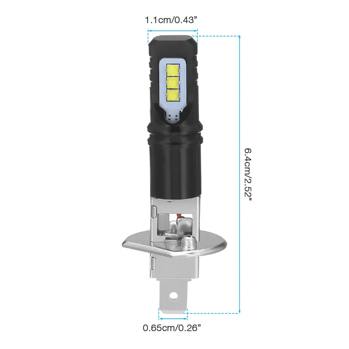 2Pcs 12000LM H1 H3 LED Headlight Bulb Canbus Car Head Fog Light 6500K White 12V-24V Super Bright Plug And play Fanless