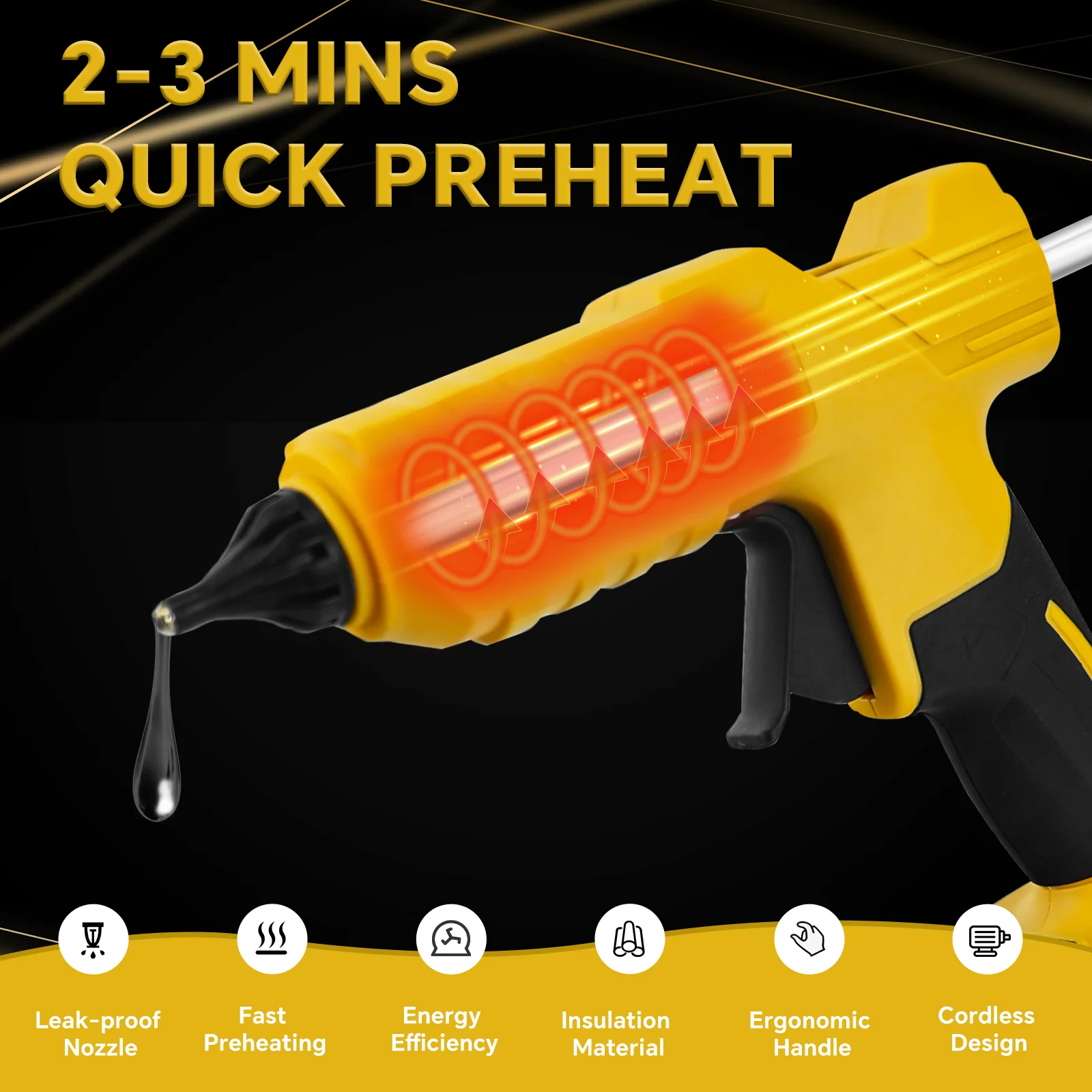 100WコードレスホットメルトグルーガンDIY電動加熱温度調 - Hot Melt Glue Gun Cordless のレビューと価格