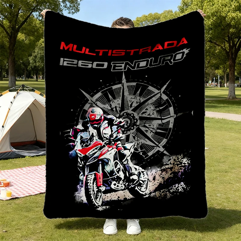 Multistrada Flannel Blanket, 1260 Enduro Gift For, The Off Road Globetrotter, Italian ADV Rider Flannel Throw, Biker Coz