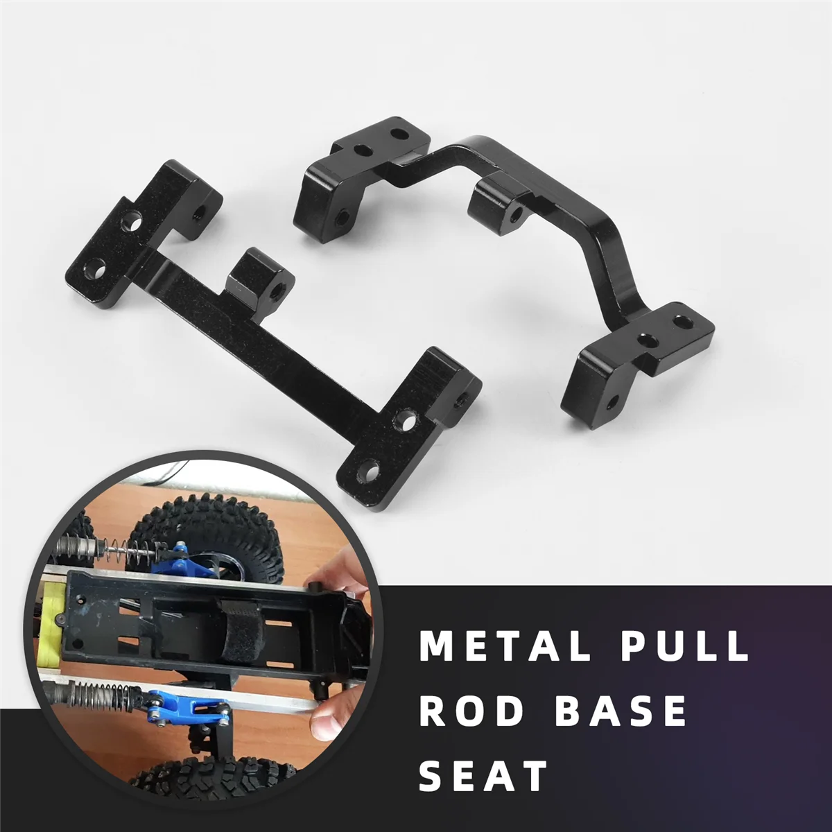 ABEZZ 1Pair Metal Pull Rod Base Seat for WPL C24 C14 C14K C24K 1/16 RC Car Upgrade Parts Black
