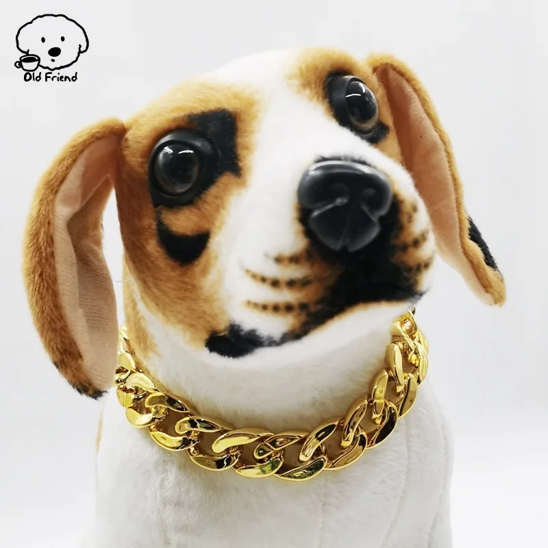 Luxury Dog Collar Gold Pet Necklace Dog Chain Choker for Pitbull Bulldog Teddy French Bulldog Metal Collar Pets Jewelry Products