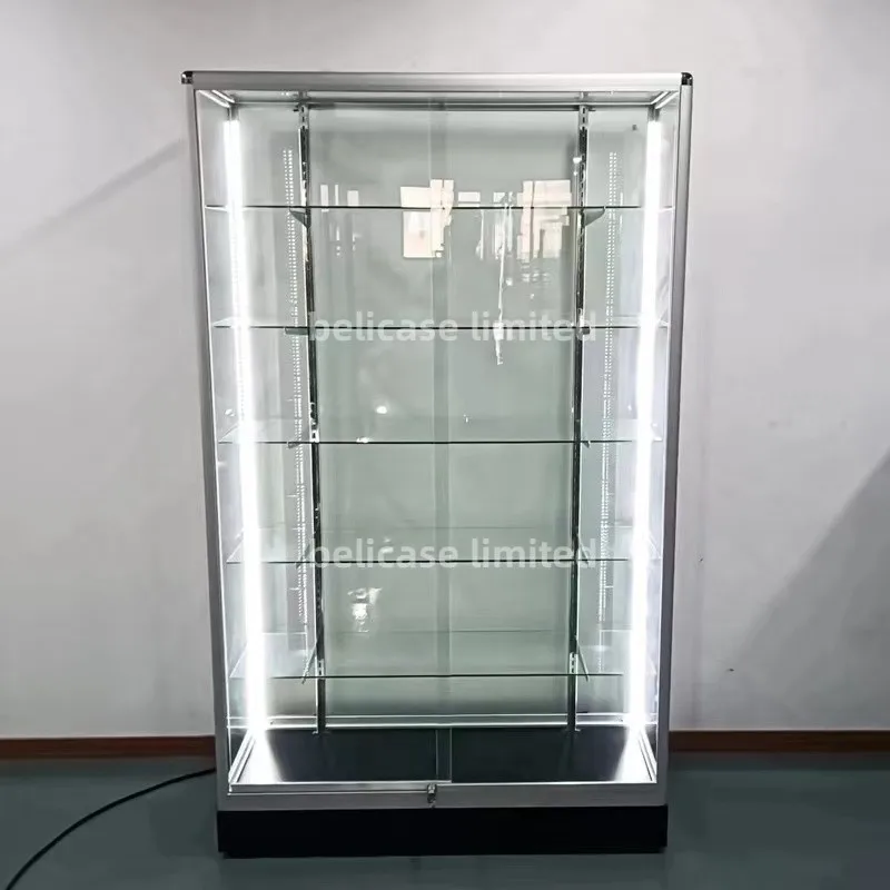 

Custom. 39.4 x 13.8 D x 78 H Glass Retail Display Cases Adjustable Shelves Show Display Display Glass with Led