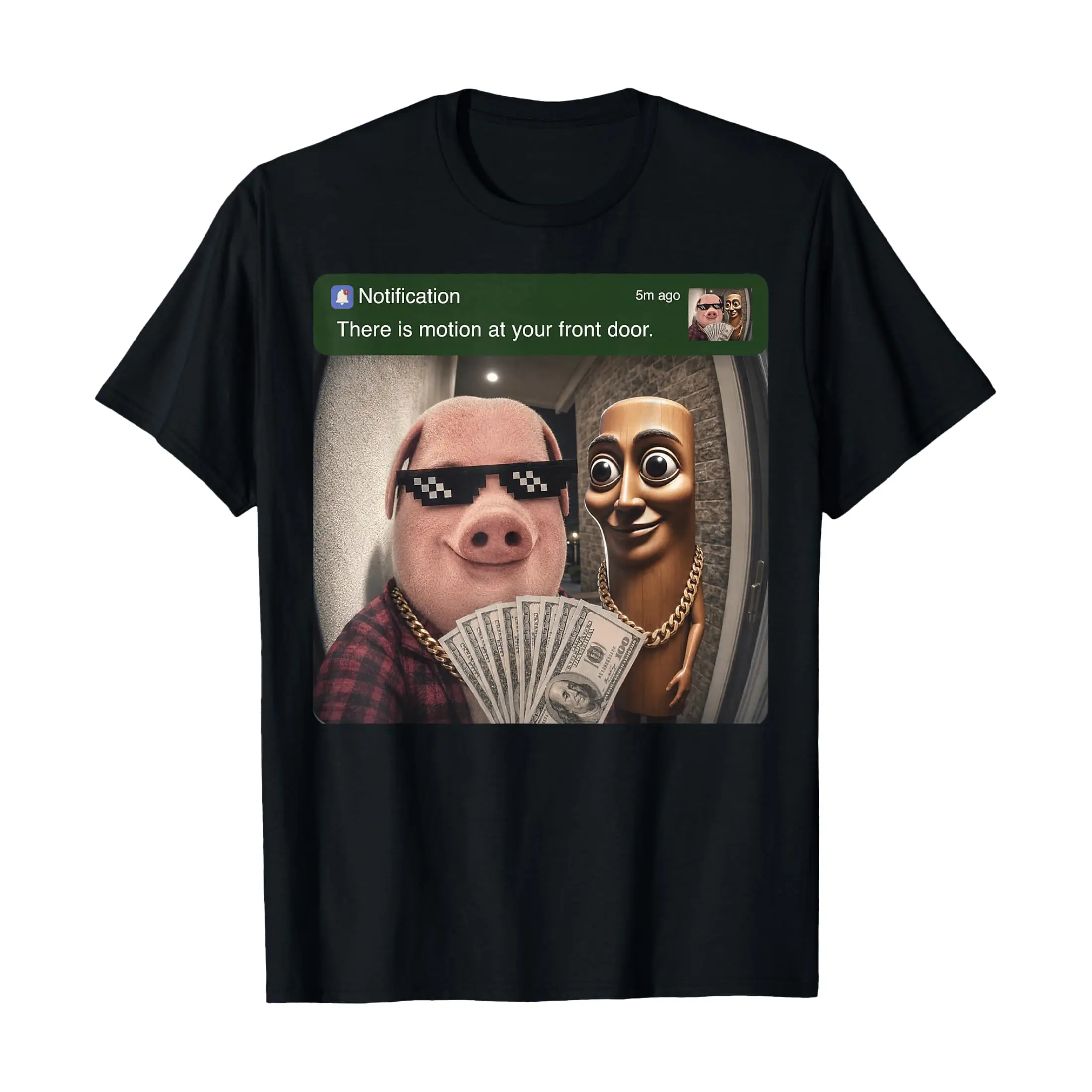 There is Motion at Your Front Door Tung Tung Tung John Pork T-Shirt, Ultra Soft Comfortable Unisex Short Sleeve T-Shirt