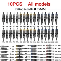 10pcs 0.35MM Disposable Semi Permanent Makeup Tattoo Cartridge Needle Eyebrow Tattoo Pen Machine Supplies M1 RS RL RM Brown New