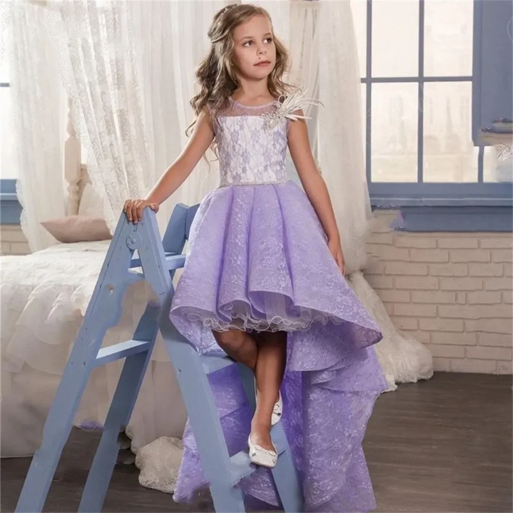 Flower Girl Dresses Princess 3d Applique Tulle For Wedding Birthday Party Outfit Toddler Ball Gown Christmas Beauty Pageant Wear