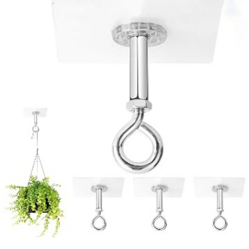 4Pcs Traceless Hooks Rustproof Corrosion Resistant Required Strong Adhesion Wall Hanger Strong Load-bearing Ceiling Hooks