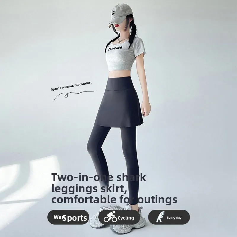 ارتفاع الخصر اليوغا السراويل النسائية الصيف Fitn تشغيل orts تسع نقاط كوي الجافة وهمية قطعتين تنورة السراويل لحجم كبير