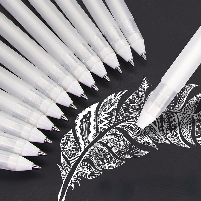 White Fine Tip 2pcs Gel Pen - Sketching Highlight Marker for Artists, Black Papers, Drawing, Design, Illustration, Art Supplies