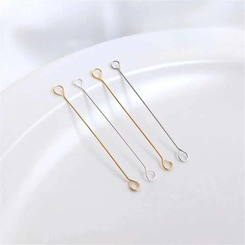 Titanium steel 14K gold double head 9 word needle 18K stainless steel connecting rod diy earrings accessories material