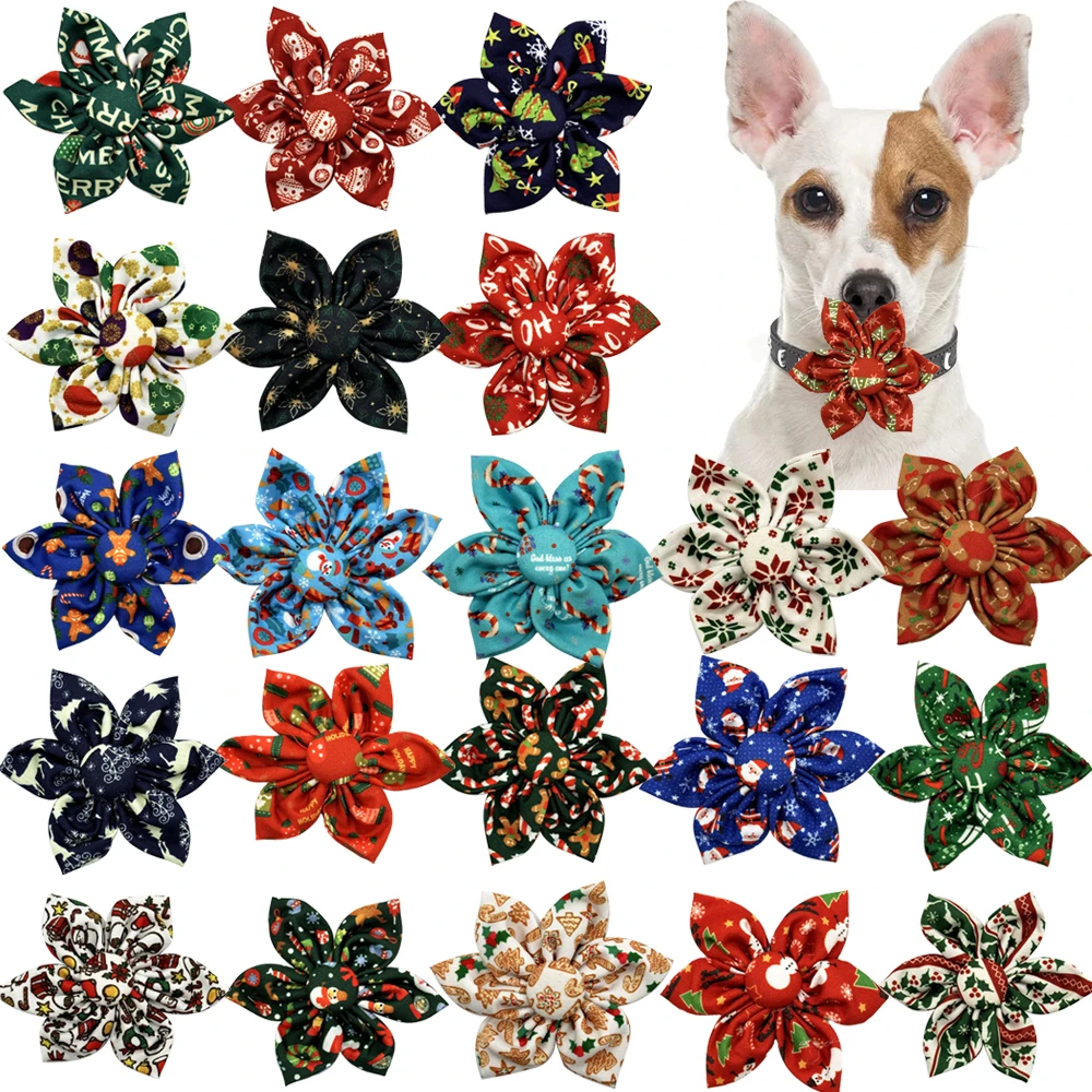 50/100pcs Christmas Pet Supplies Sliding Dog Bow Tie Collar Accessories Dog Christmas Bows Small Dog Cat Bowties Pet Accessories