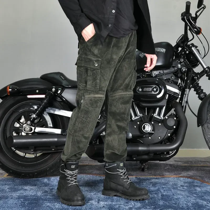 

Winter man corduroy motorcycle pants outdoor riding motorcycle men jeans Drop-resistant pants with protect gear kevlar in knee