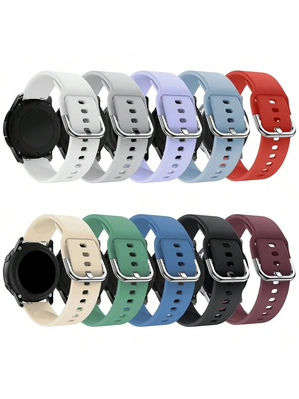 10pcs/set 20mm 22mm Silicone Watch Bands Compatible With Samsung Galaxy Watch Active 2 Bands 40mm 44mm/Active