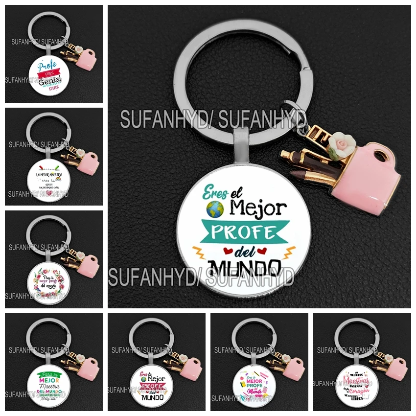 Gift in Spanish ForTeacher Mexico Teachers Appreciation Keychains Graduation Gift Spain Thank You Professor Keychains