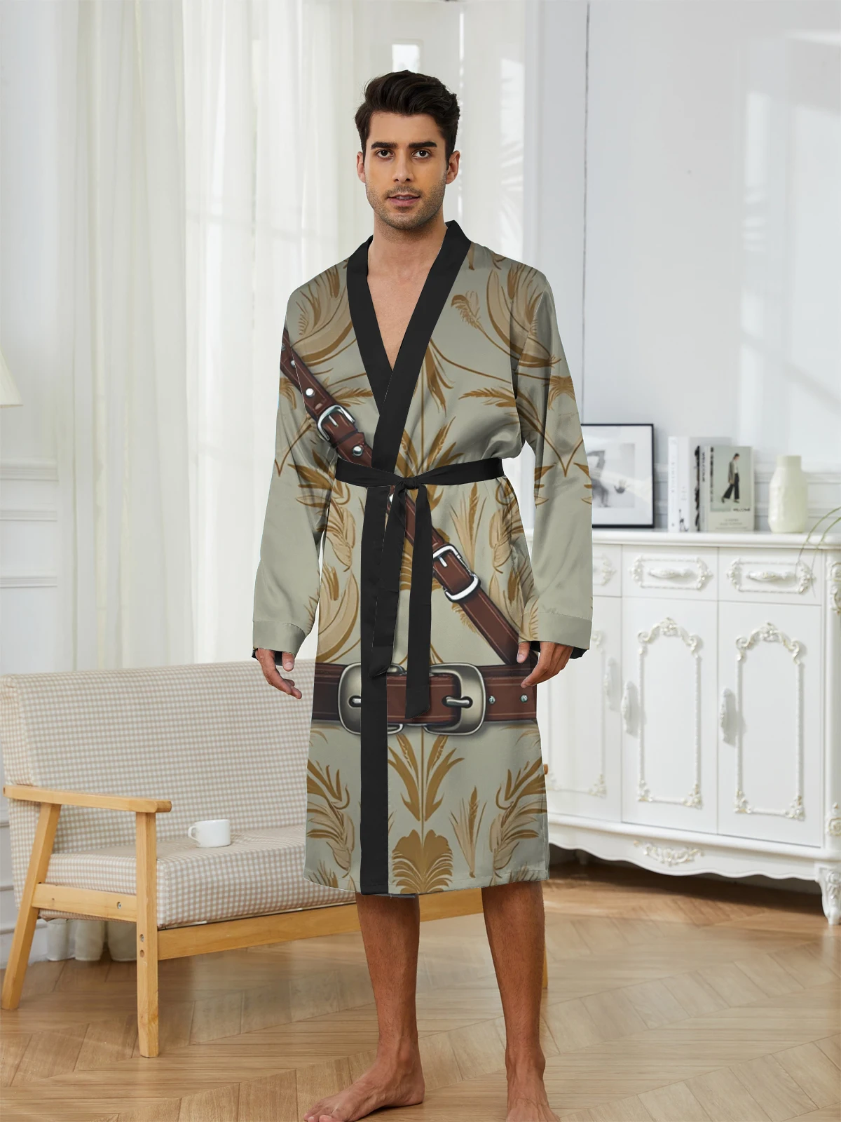 1pcs Men's Robes 2026 Spring/Summer Funny pajamas Men's bathrobe Robes Shower robe Breathable Graphic Sleepwear 3D Printed