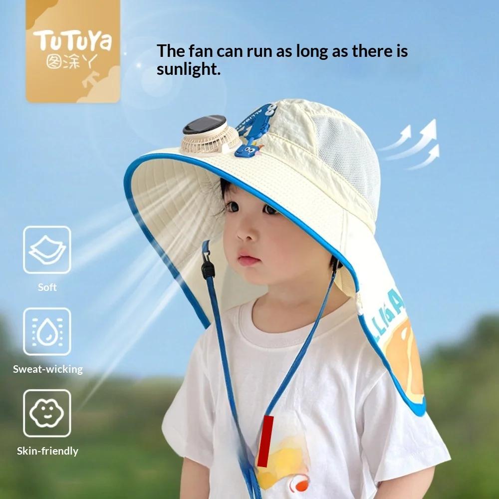 UV Protection Kids Sun Hat Summer Shawl Design Big Eaves Large Brim Hat Quick Drying Breathable Thin Outdoor Beach Fisherman