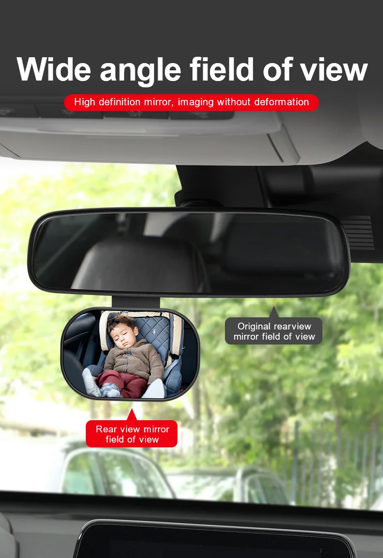 Neuer Auto-Rückspiegel, Weitwinkel-Sicherheitsspiegel für Windschutzscheiben, Kindersitze, klare Reflexion, 360-Grad drehbar, verstellbar – Detail 5