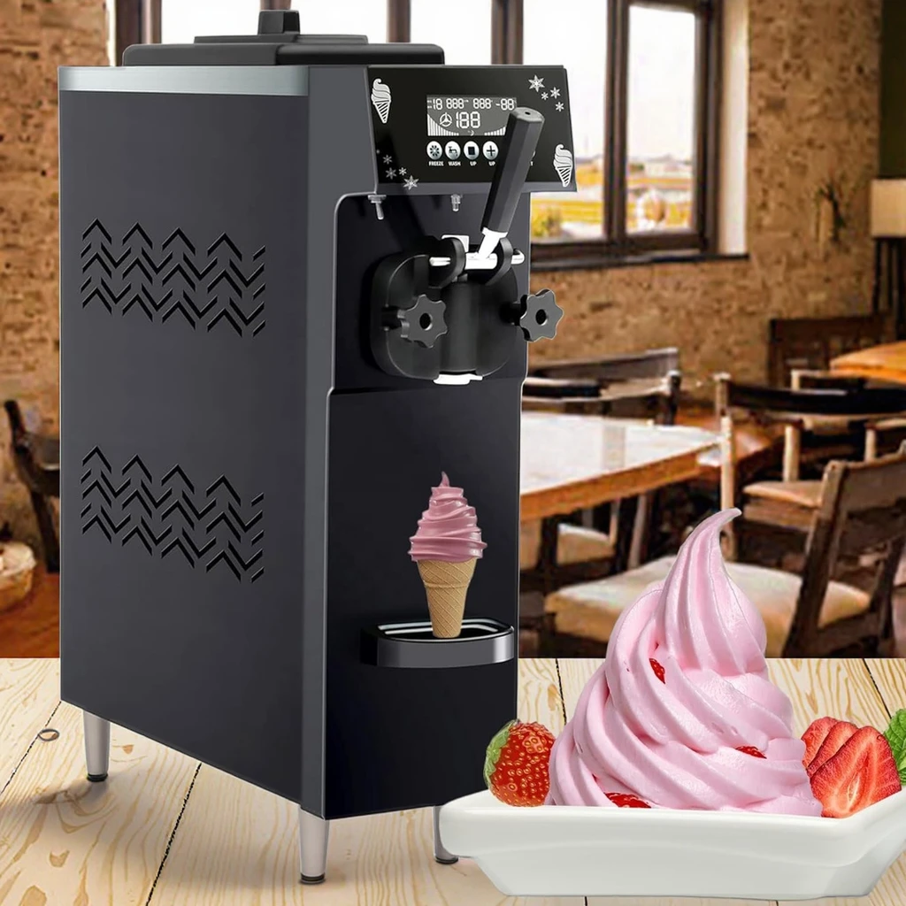 Commercial 900W Soft Ice Cream And Frozen Yogurt Machine Auto-Clean Single Flavor For Household Use For Restaurant Snack Bars