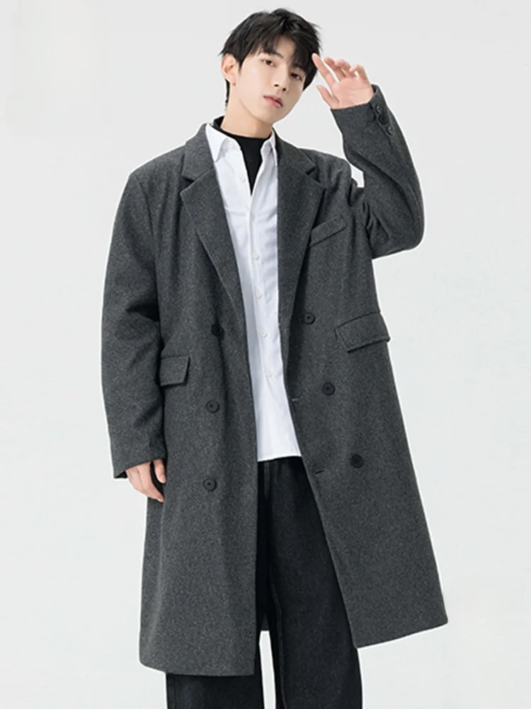 

PaulFrank Men's Woolen Coat Spring Autumn Casual Sle Faionable Mid-Length Jaet Polyester Fabric Youth ular