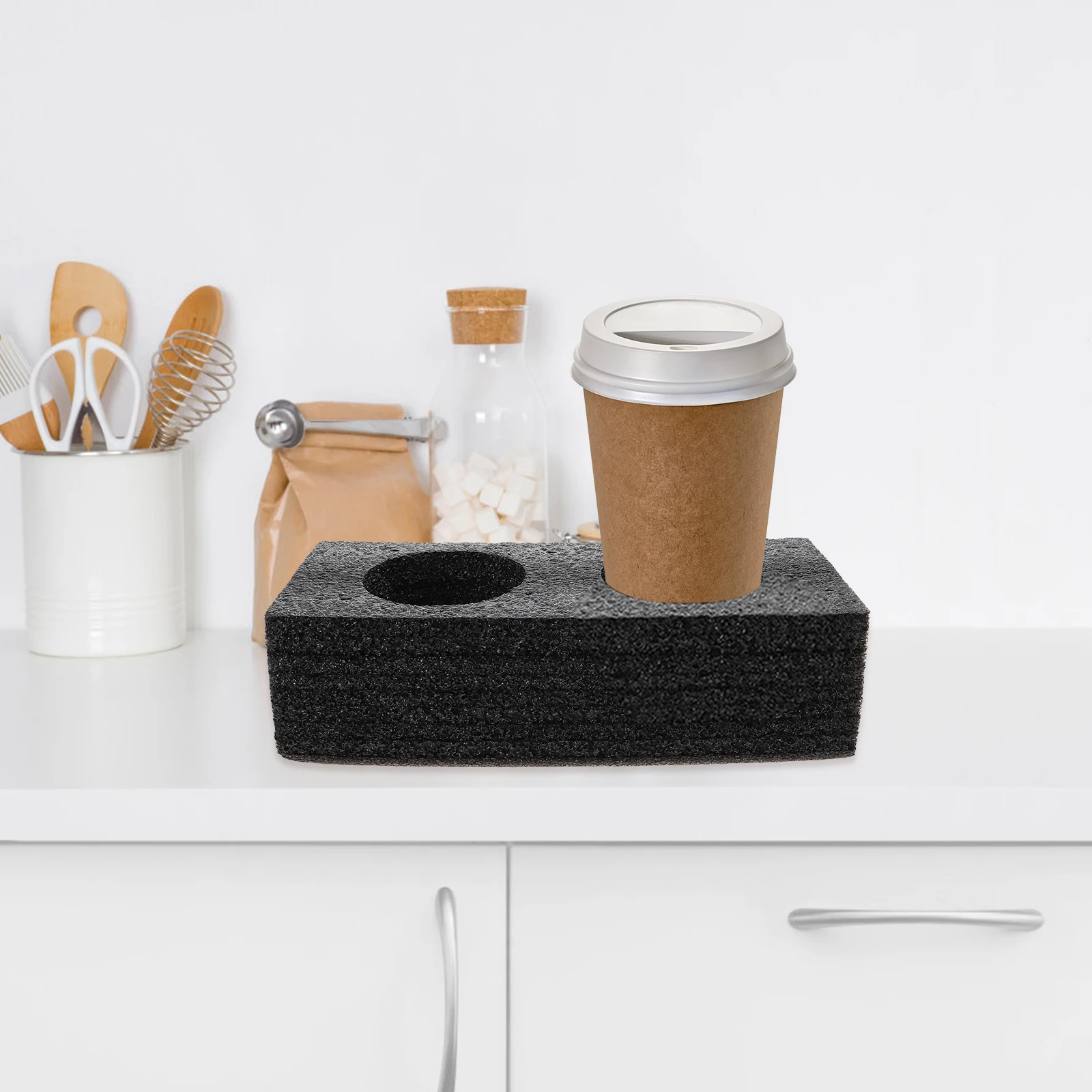 

5 Pcs Cup Holder Food Safe Coffee Takeout Outdoor Drink Carrier Multiple Holes Mug Tray Packaging Supply