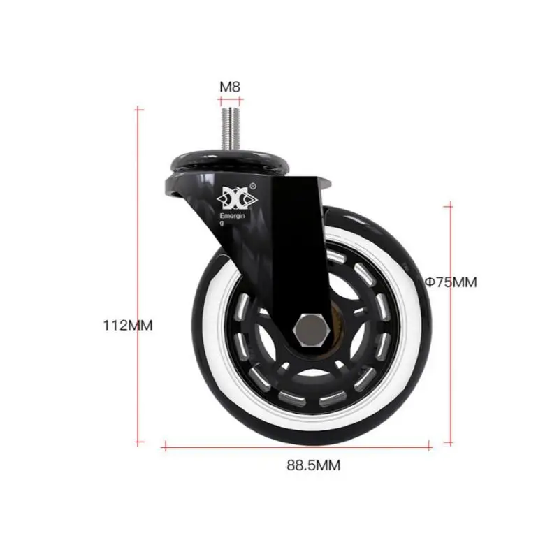 5 Pcs 3-inch Pu Screw Roller Ice Wheel Electrophoresis Entertainment Equipment Scooter Universal Mute Caster