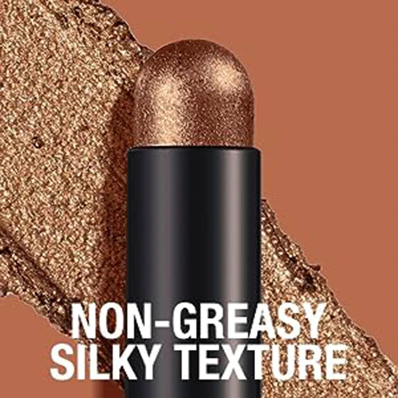 Cream-to-Powder Waterproof Eyeshadow Stick Pearl Shimmer Long-Lasting Crease-Proof Radiant Shimmer Eyeshadow with Smudger