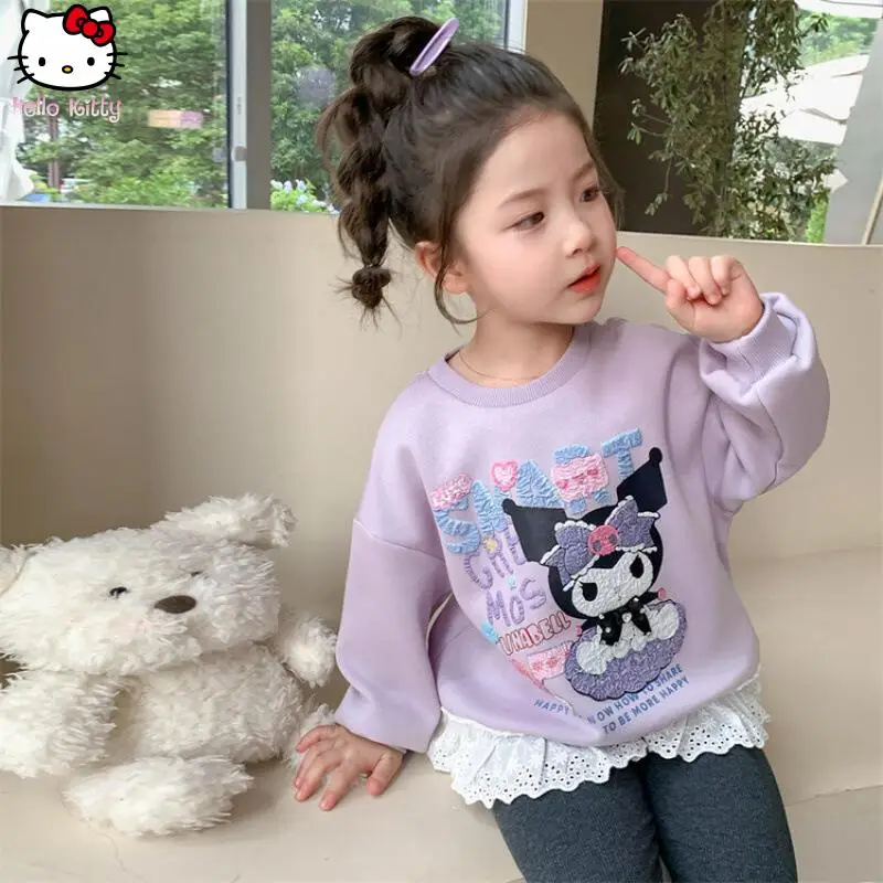 

Anime Kuromi Girl Clothes Cartoon Sweatshirt New Girls Fashion Tops Sweet Kawaii Casual Long Sleeve Suitable Fall Girl Clothes