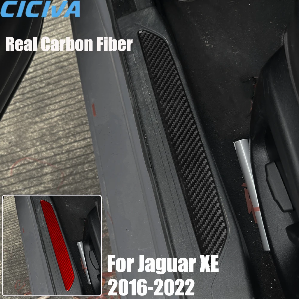 

Real Carbon Fiber Car Accessories Door Sill Trim Cover Soft Sticker For Jaguar XE 2016 2017 2018 2019 2020 2021 2022