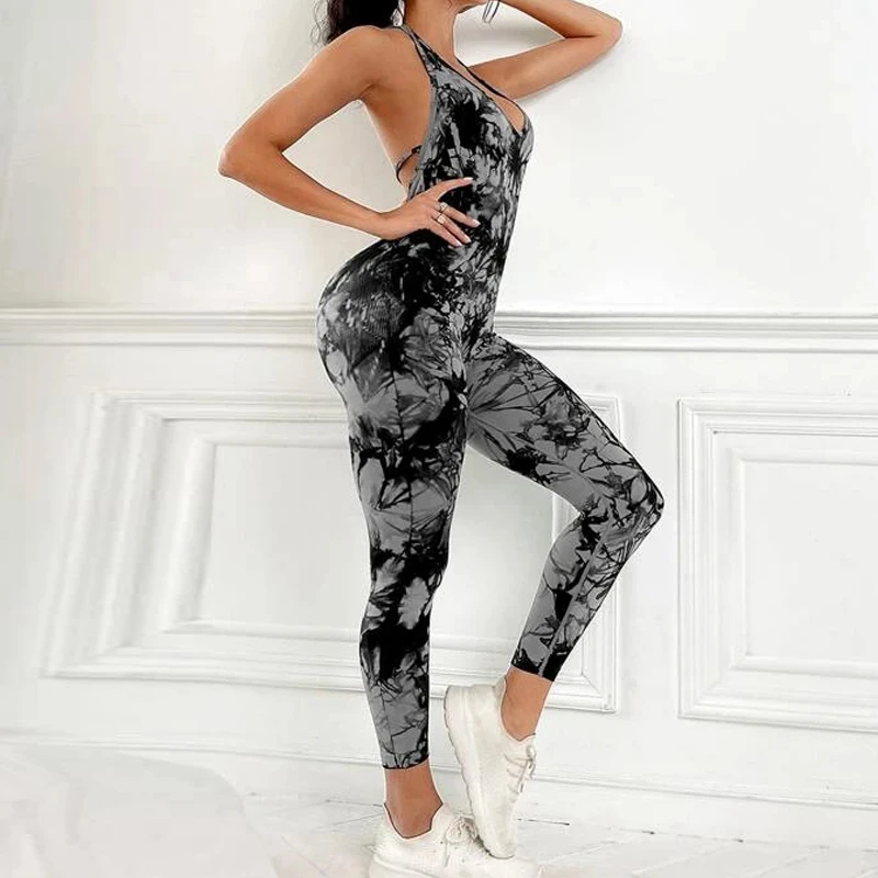 Women\'s Tracksuits Backless Yoga Set Sleeveless Sports Jumpsuit One Piece Yoga Set for Fitness Gym Workout Clothes Active Wear