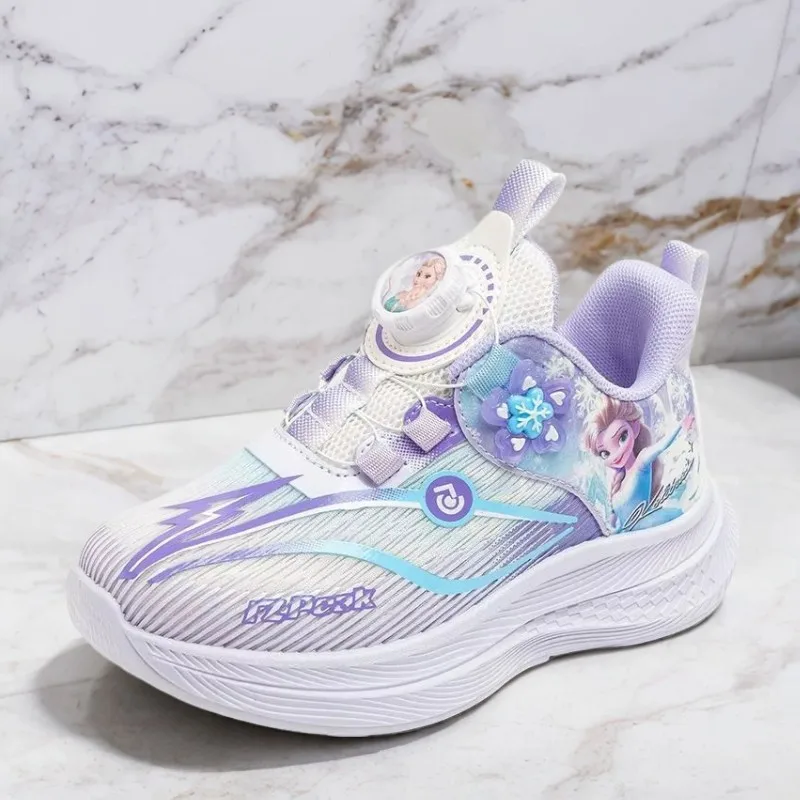 

Disney Frozen Children Sneakers For Girls Shoes Princess Elsa Kids Running Leather Student Sports Purple Shoes Size 27-38