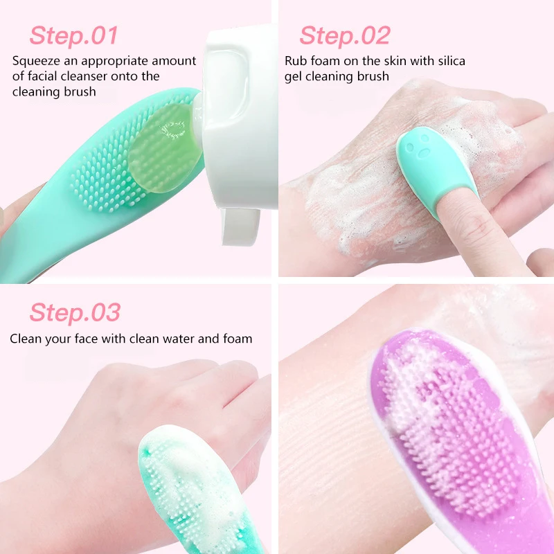 Silicone Nose Brush Facial Pore Cleaner Portable Blackhead Double-sided Massage Brushes Beauty Cleaning Tool Facial Nasal Scrub