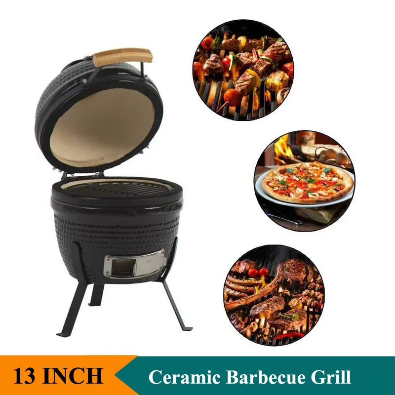 Charcoal BBQ Grill Multiple Colors Ceramic Barbecue Grill 13 INCH China Classic Outdoor Barbecue Grill With Thermometer