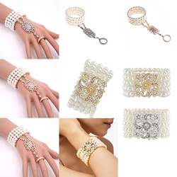 1920s Women Flapper Dress Bracelet The Great Gatsby Glass Pearl Bracelet Party Cosplay Jewelry Handband for Ladies