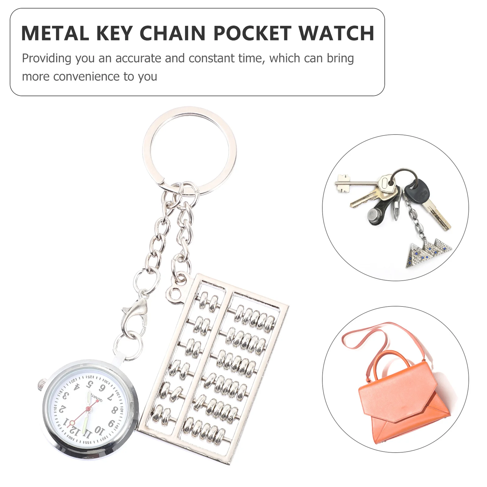

Keychain Pocket For Men Stainless Steel Abacus Pendant Keychain Abacus Watch Nurse Hanging Watch Timepiece Gift