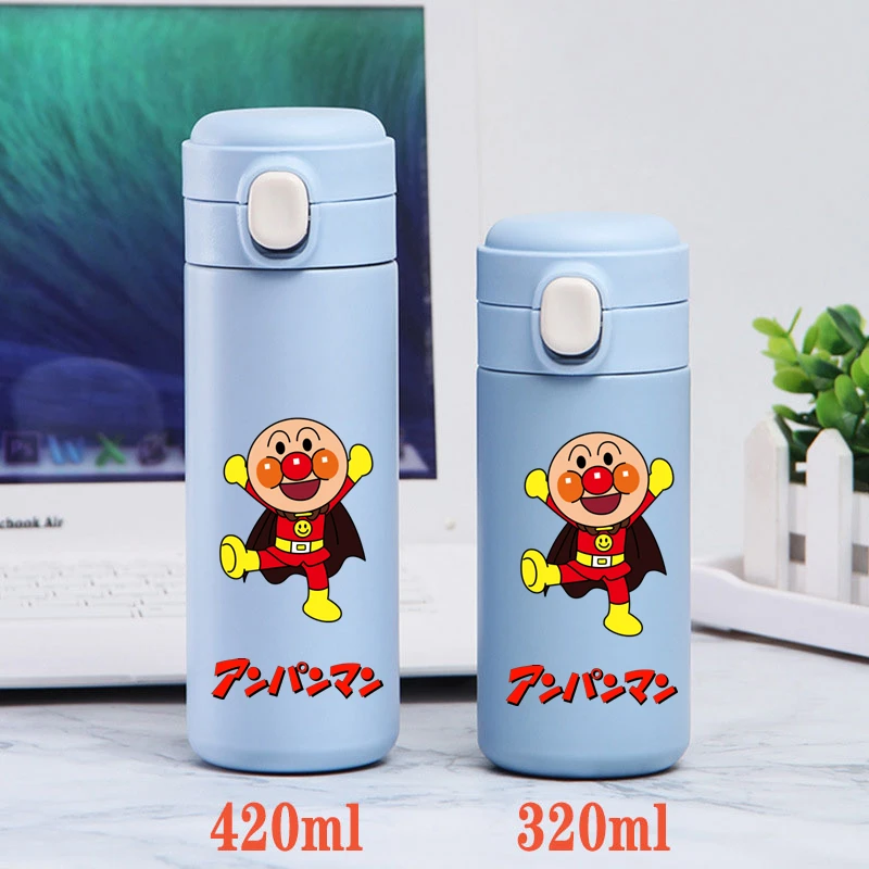 Anpanman Stainless Steel Water Cup, Leak Proof Vacuum Thermos, Desenhos animados portáteis, Beber Cup, Kids Gift, Viagem, Crianças, 320 ml, 420ml