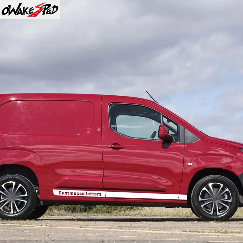 Carbon Fiber Striped Side Skirt Sticker Accessories Berlingo M XL Doors Sport Styling Car Body Trim Vinyl Decal
