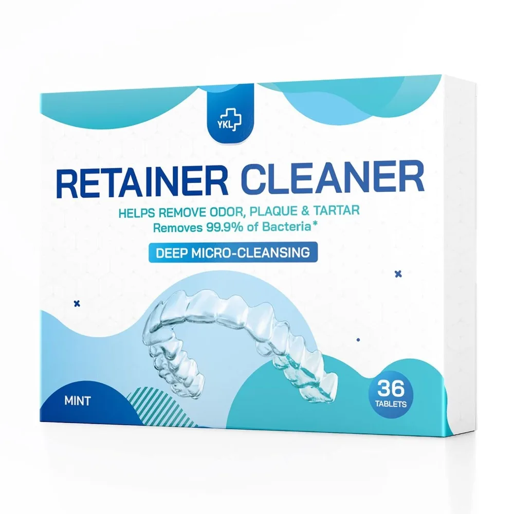 Professional Dental Retainer & Denture Cleaner Tablets 36 Count One Month Supply for Daily Cleaning of Aligners Night Guards Mouth Guards False Teeth Removes Stains Plaque Odor Whitening Solution for Fresh Breath and