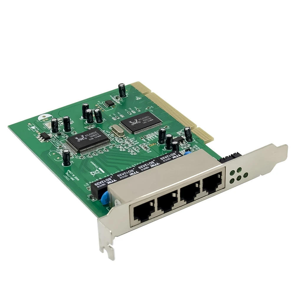 Saklar Ethernet cepat 100Mbps papan saklar PCIE 4 Port RJ45 saklar jaringan RTL8305 + 8100CL Chipset untuk PC Desktop