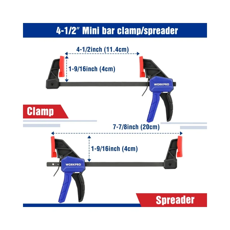 1 шт., 18 дюймов, зажим для стержня WORKPRO, легкий деревообрабатывающий стержень, F, набор зажимов, набор зажимов для столярных работ, сделай сам, ручной инструмент