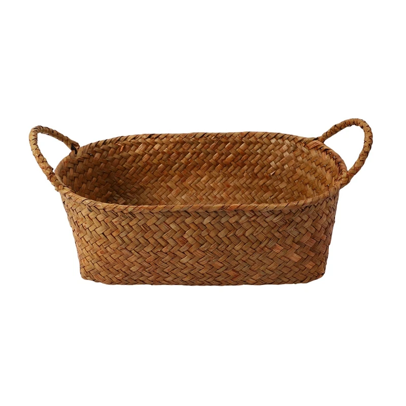 Cesta de armazenamento de tecelagem de vime para cozinha artesanal prato de frutas rattan piquenique comida pão pão diversos recipiente de limpeza caso