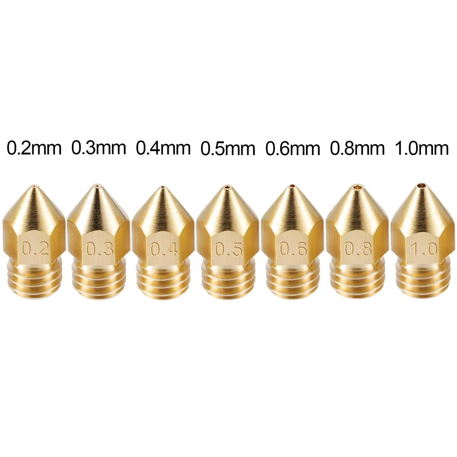 24 Pack 3D Printer Extruder Nozzles Mk8 Nozzle 7 Different Size 0.2 Mm,0.3 Mm,0.4 Mm,0.5 Mm,0.6 Mm,0.8 Mm,1.0 Mm With Clean Box