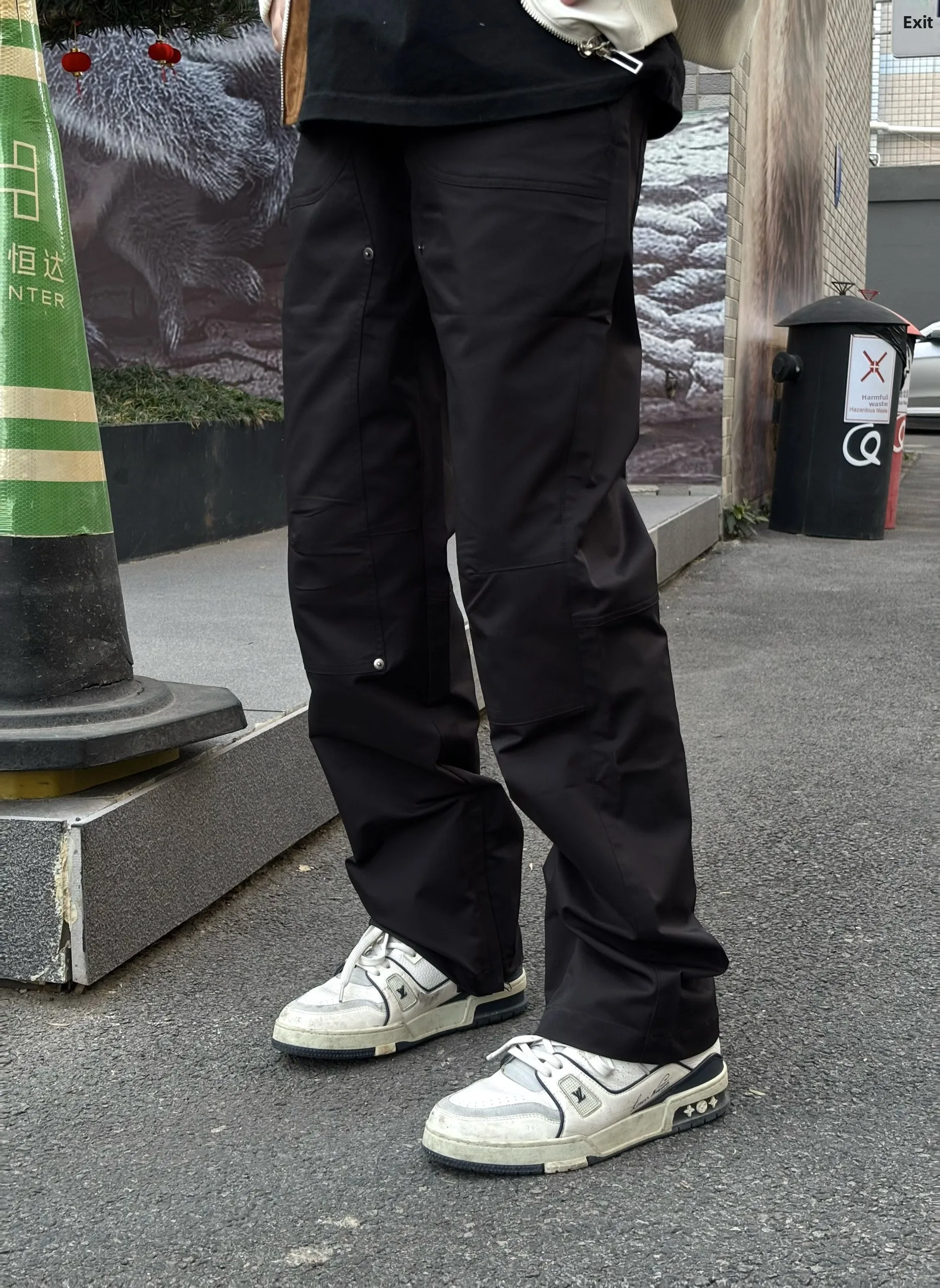 

Нейлоновые брюки с боковыми пуговицами American High Street Vibe, мужские свободные прямые функциональные длинные брюки, модные повседневные брюки