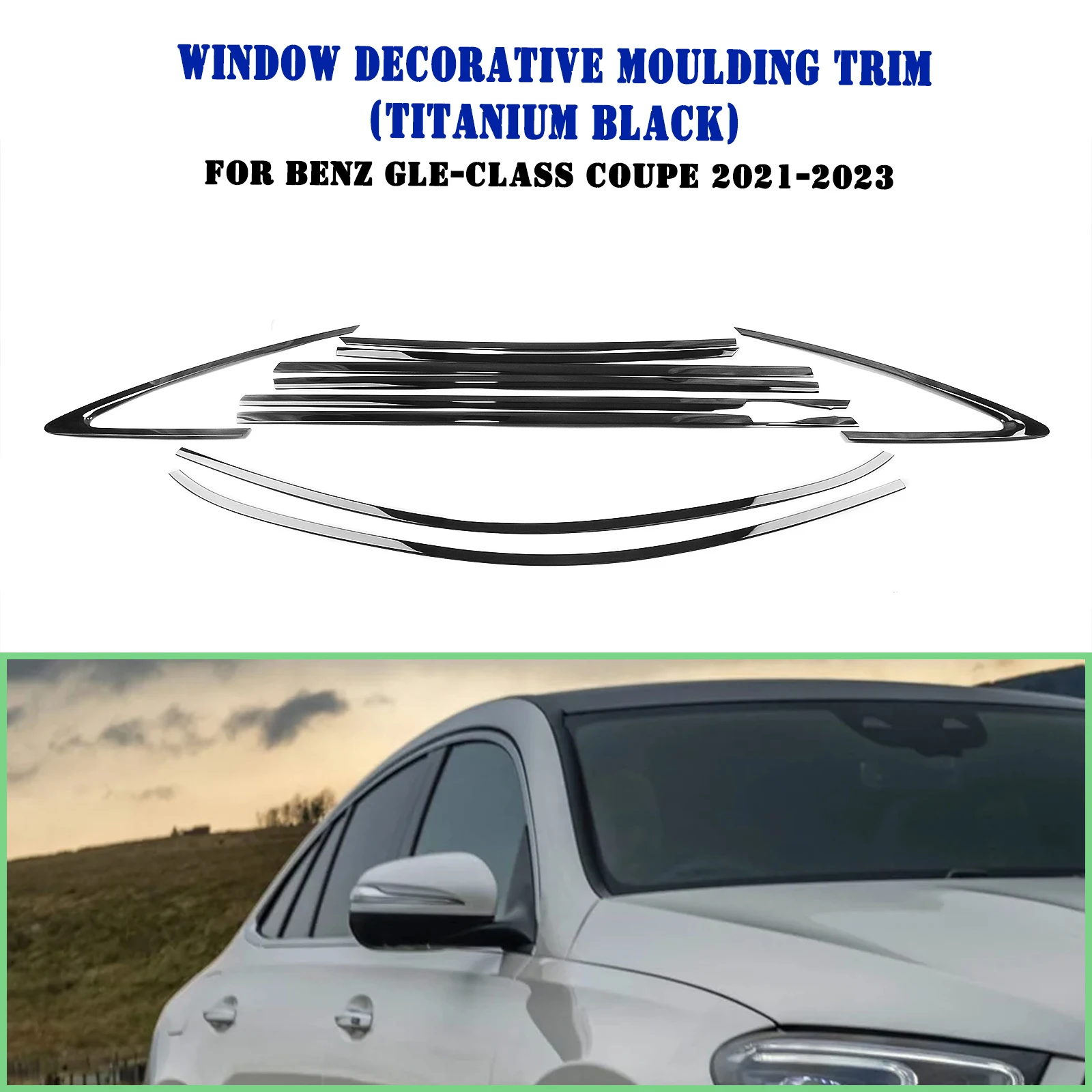 

For Mercedes Benz GLE Class 2020-2022 Exterior Window Trim Strip Titanium Black Door Waterproof Seal Shade Moulding Decorative