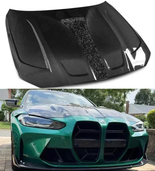 

New！ Real Dry Carbon Fiber Bonnet For BMW G80 G82 M3 M4 2019 2020 2021 2022 Front Engine Hood Vent Cover