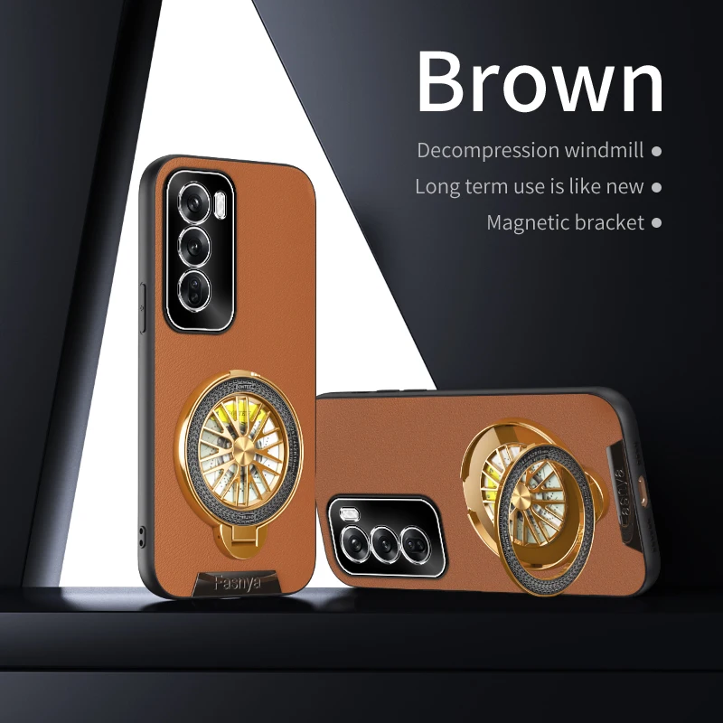 

Кожаный текстурированный чехол для телефона OPPO Reno 8 Lite Z 8T Reno10 Pro 5G, противоударный с вращающимся держателем, защитные чехлы