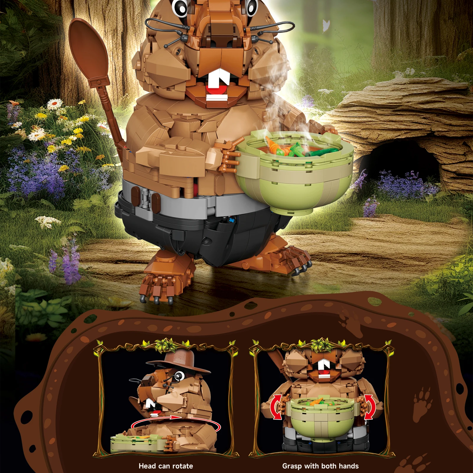 DK7073 1464PCS Murmeltier Bausatz Nette Tier Serie Modell Kleine Partikel Kreative Blöcke für Kind Spielzeug Urlaub Geschenke