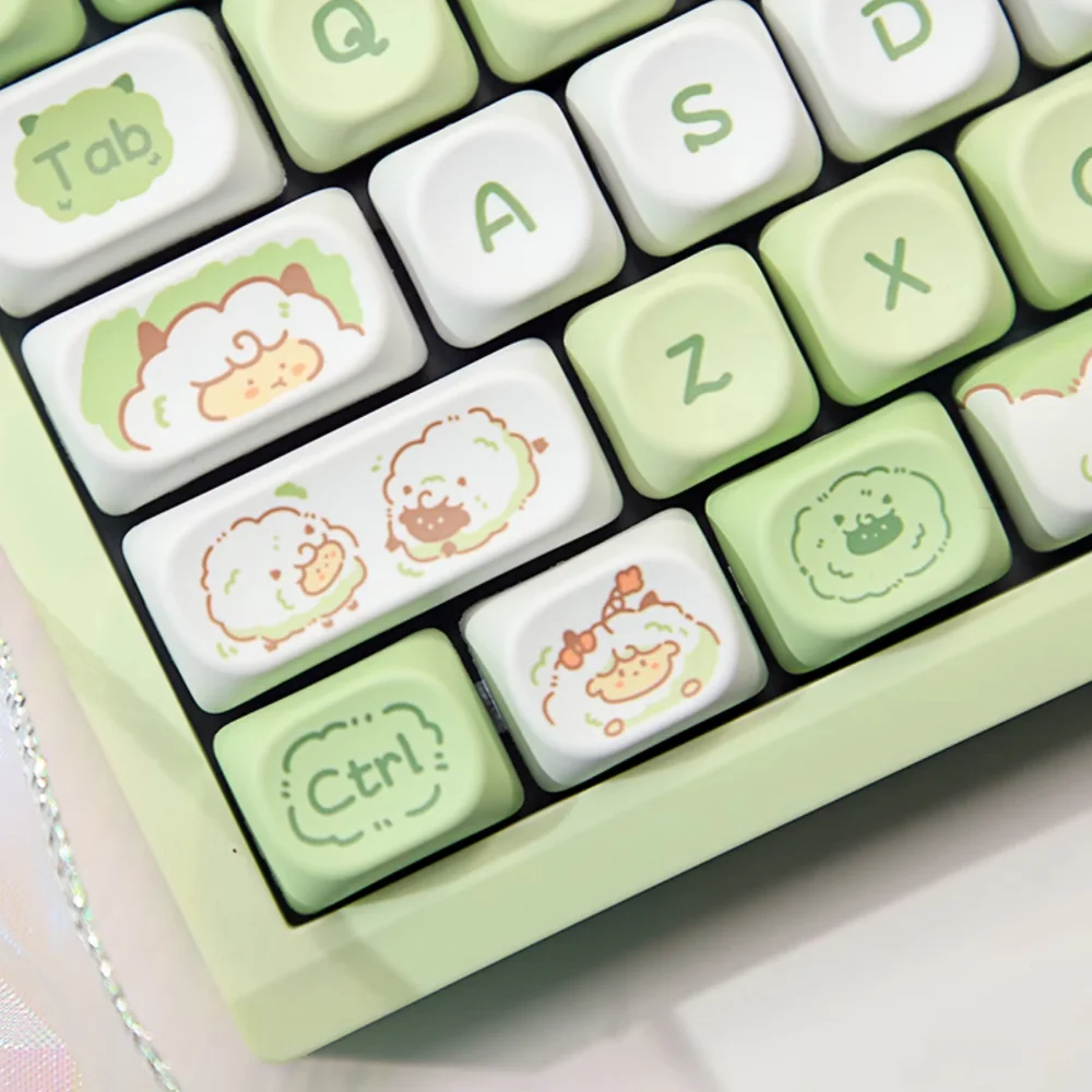 

Cute Round MOA Poof Goat Milk Keycaps PBT 132 Keys for 60/64/84/98/108 Gaming Mechanical Keyboard MX Switch