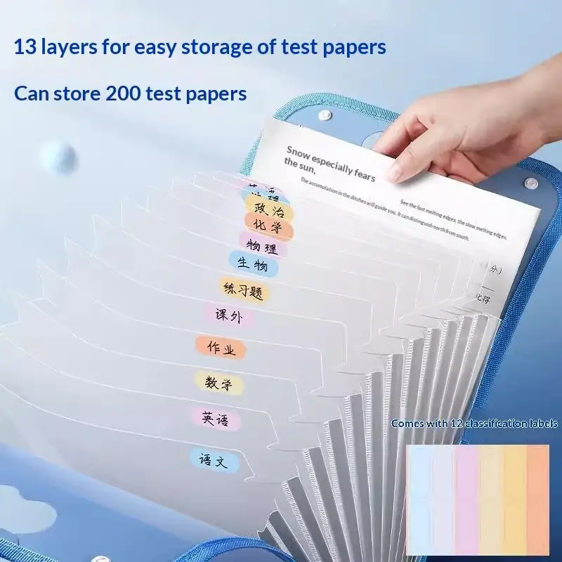 A4 13 Partitions Organizer For Documents Large Capacity Portable Documents Bag For School Office Home Daily Use