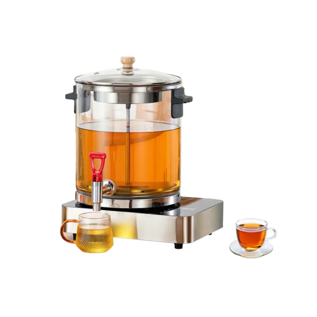 15L Tea Boiling Steaming Machine Automatic Tea Brewing Machine Commercial High Borosilicate Glass Catering Coffee Tea Boiler