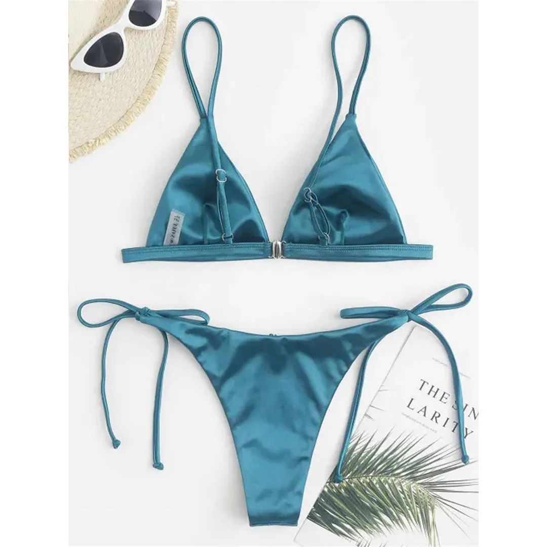 5 Farben Satin High-Leg-Cut Brasilianisches Zweiteiler-Bikini-Set Bikini Damen-Badeanzug Badebekleidung Frauen-Badebekleidung Bather Swim V4964 – Detail 40