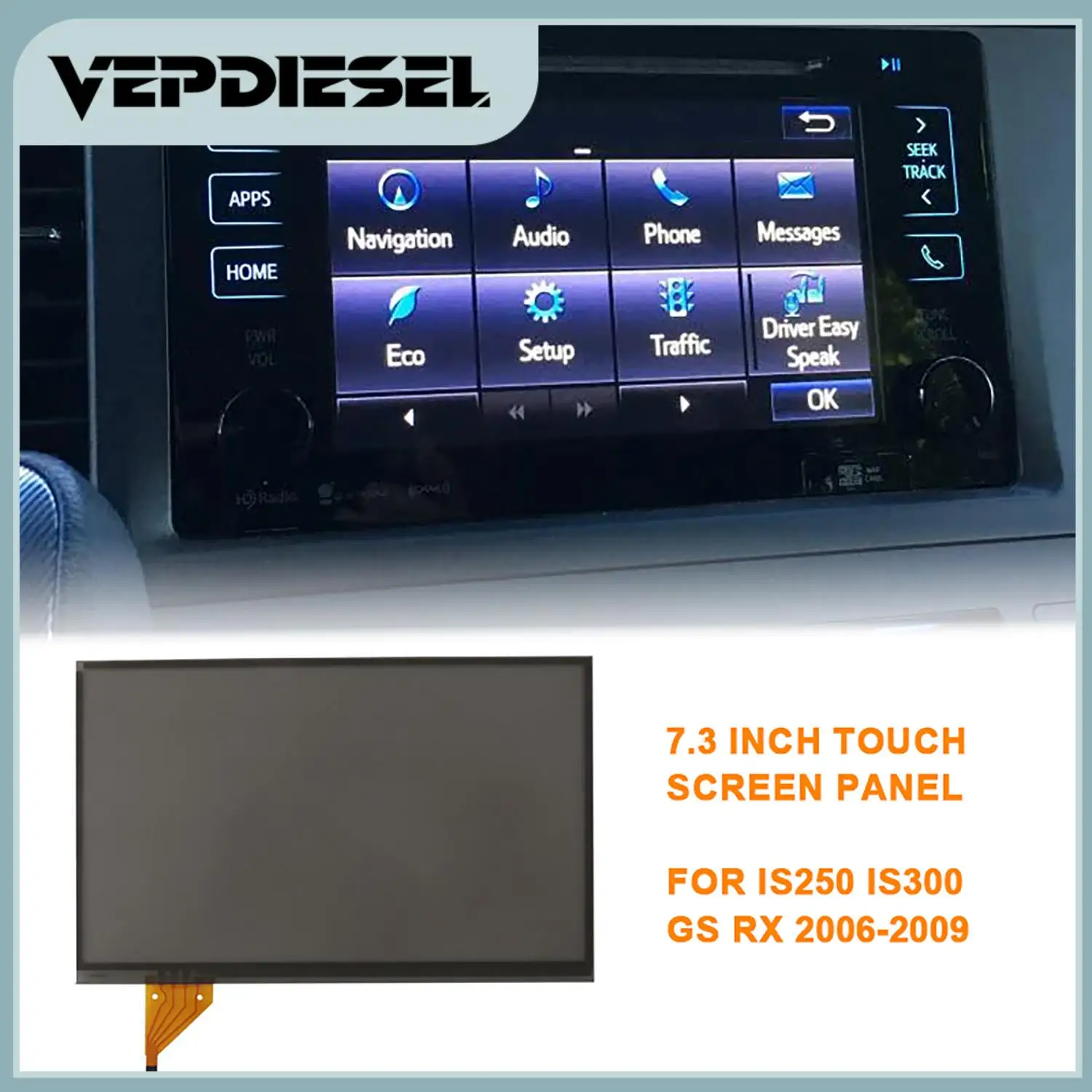 

​ 7,3-дюймовый 4-контактный резистивный стеклянный сенсорный ЖК-дисплей LTA070B511F LTA070B510F для Lexus IS250 IS300 IS350 Запчасти для автомобильного экрана